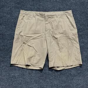 Ashworth Shorts Mens 42 Beige Herringbone Pleated Chino Golf Casual Summer